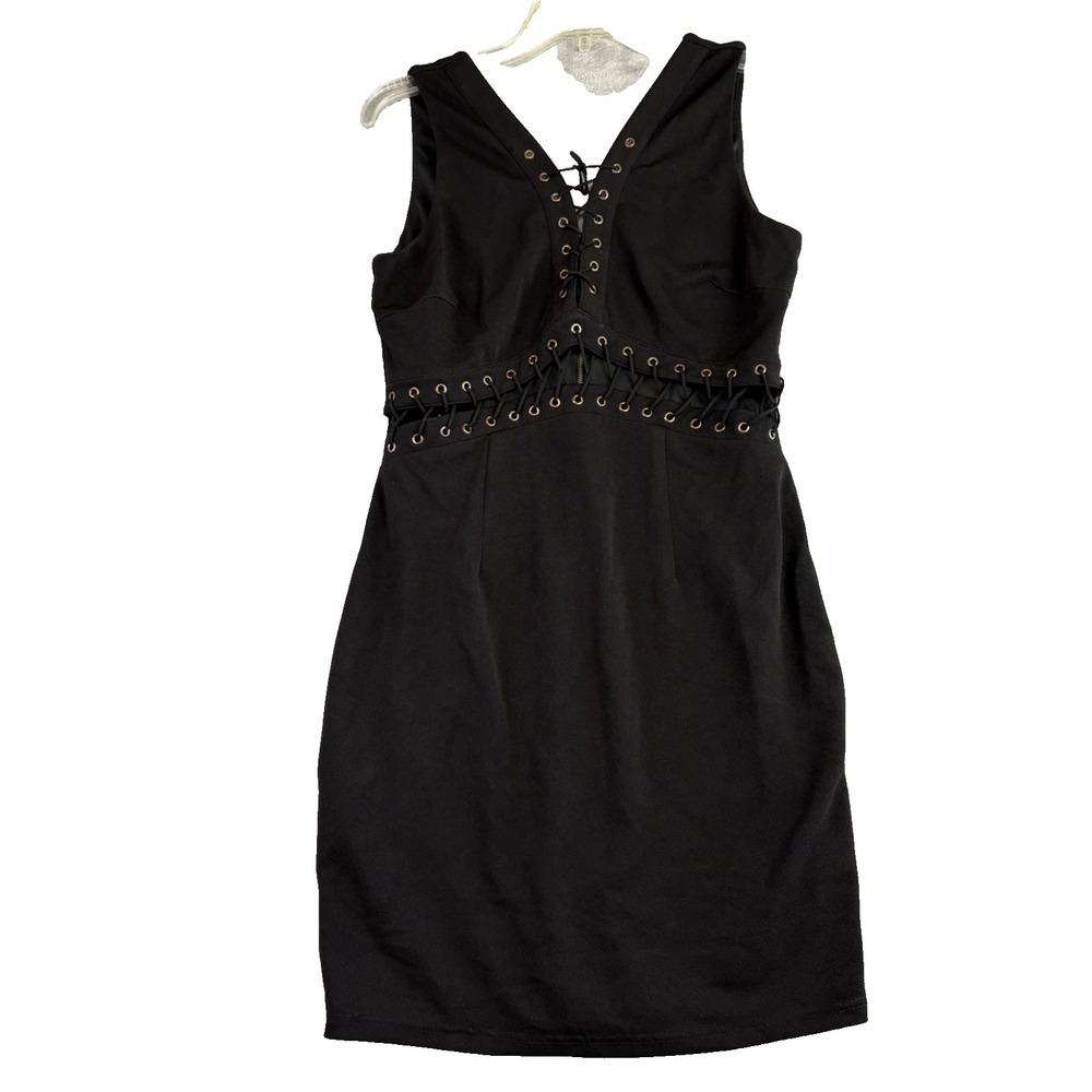 Soieblu L Black Lace Up Corset Cutout‎ Sleeveless Sheath Mini Dress Bodycon Goth